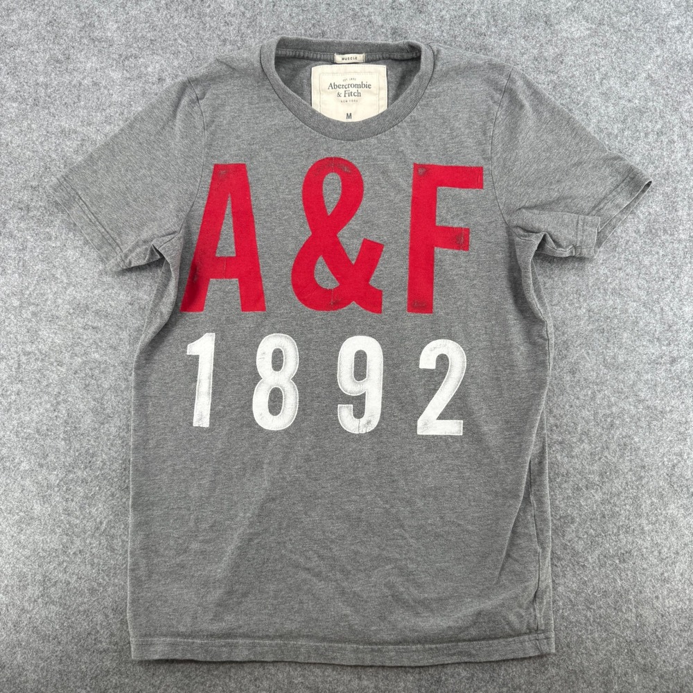 Abercrombie & Fitch T-Shirt Mens M Muscle Gray Graphic EUC